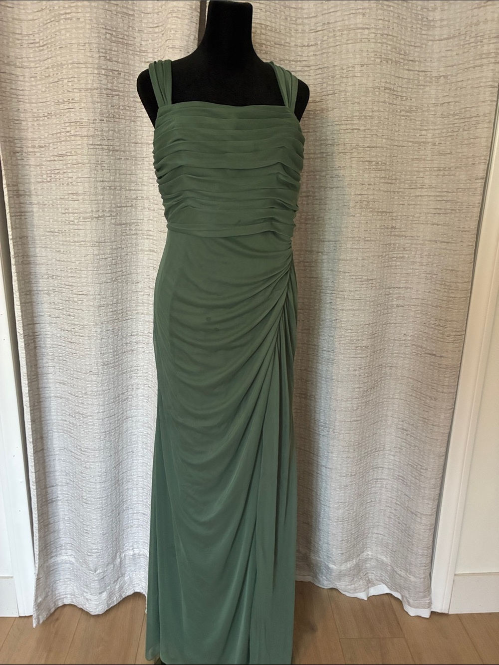 Azazie Sage Green Ruched Maxi Dress